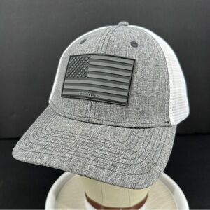 Howitzer American Flag Patch Trucker Hat Cap Adjustable Snapback Gray White